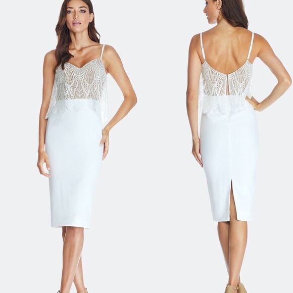 Dress The Population off white Paula dress size Large - Picture 1 of 13